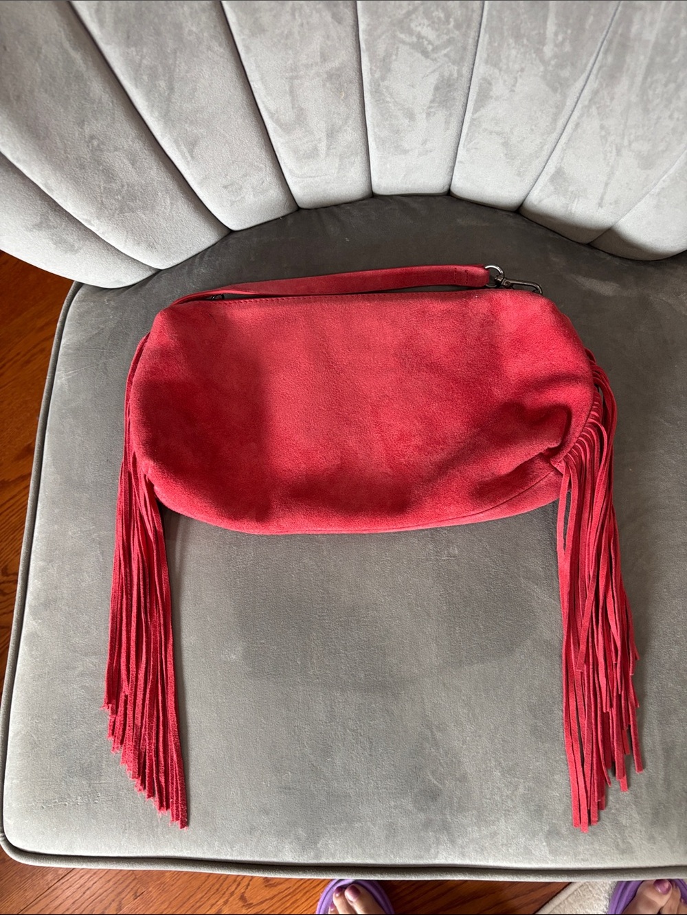 Free People Red Suede Fringe Wristlet